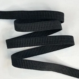 12mm Black Ribbed Non Roll Elastic