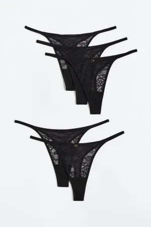 5 pairs of H&M lace thongs, black