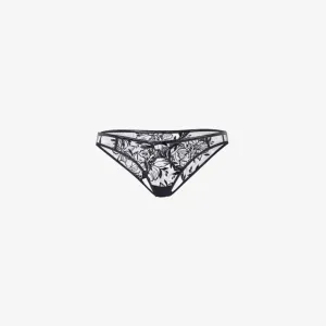 Agent Provocateur Tulle Briefs Mid Rise with Floral Embroidery, Black