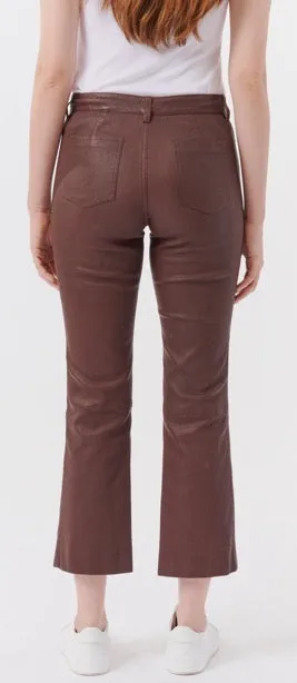 ATM-Leather Cropped Flare Pant Chocolate