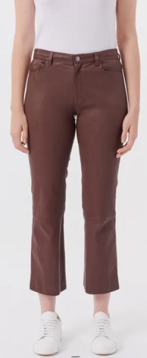 ATM-Leather Cropped Flare Pant Chocolate