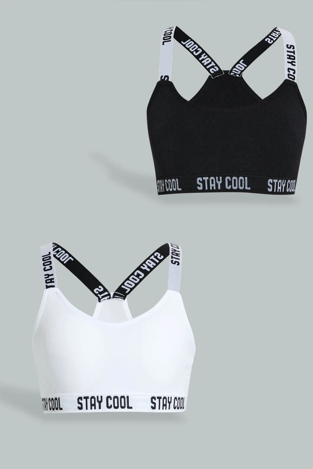 Black And White Padded Sport Bra (Pack of 2)