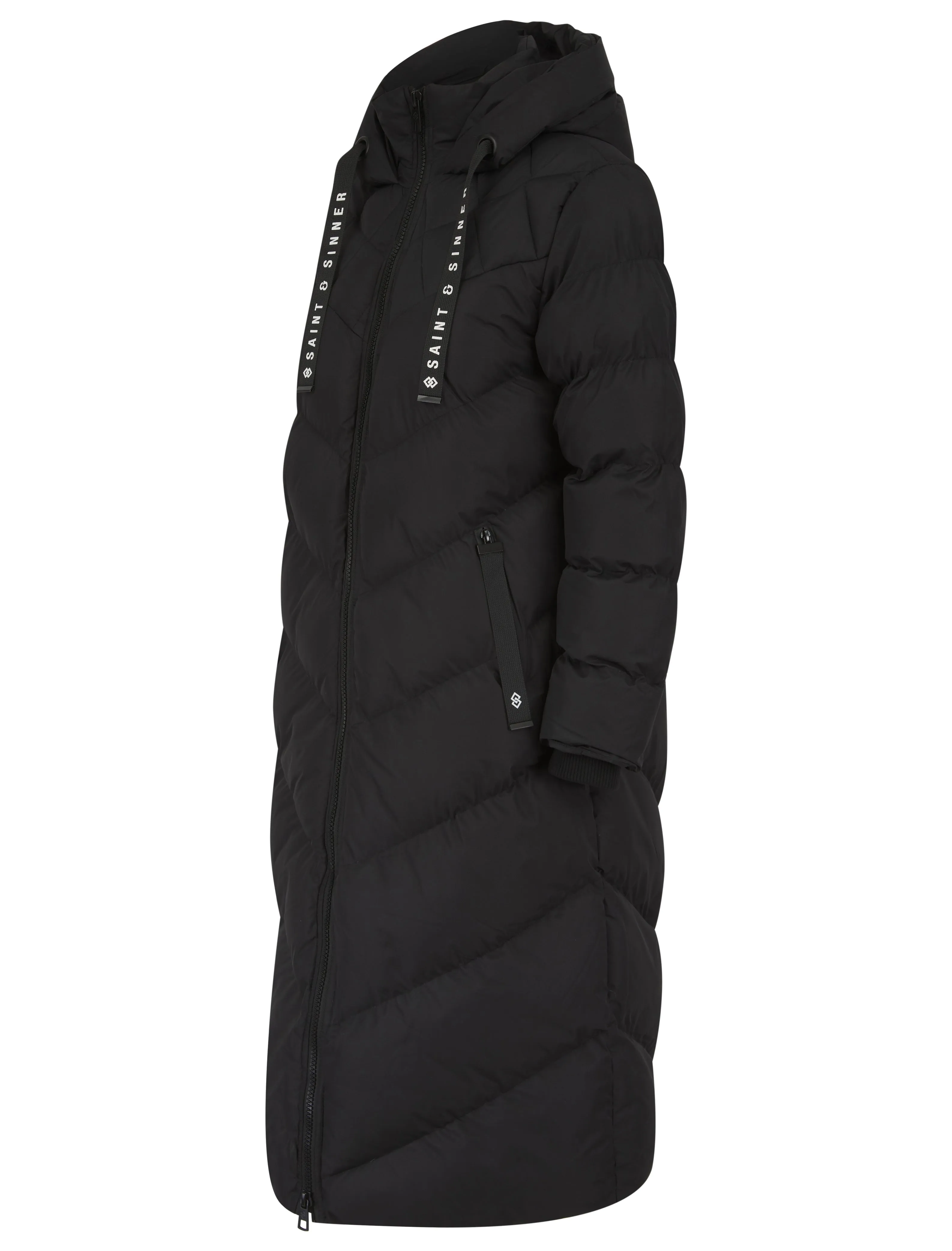 BLACK  PADDED LONGLINE JACKET