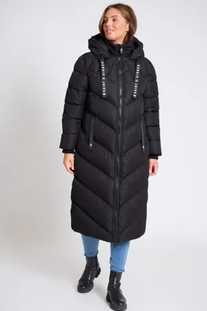 BLACK  PADDED LONGLINE JACKET