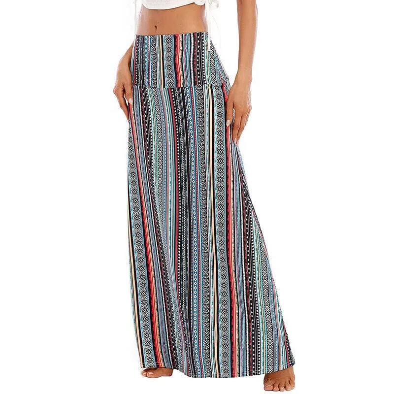 Bohemian High Waisted Maxi Skirt