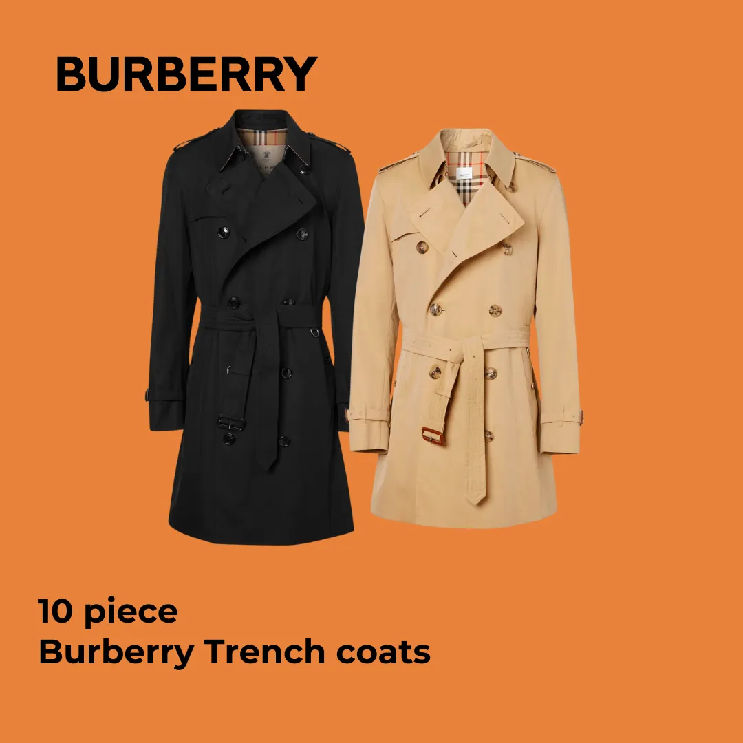 Burberrry Trench Coats- 10 Pcs