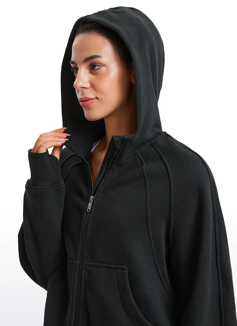 Fleece Lined Full Zip Hoodies with Thumb Holes