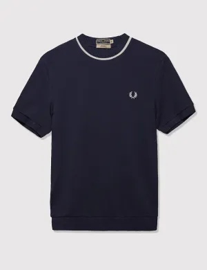 Fred Perry Crew Neck Pique T-Shirt - French Navy