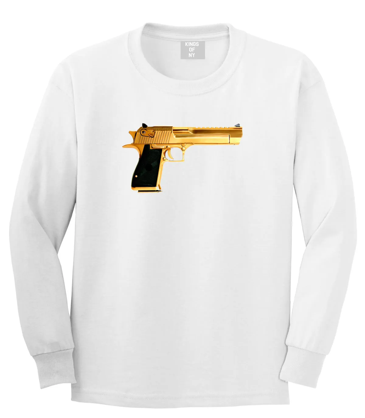 Gold Gun 9mm Revolver Chrome 45 Long Sleeve Boys Kids T-Shirt