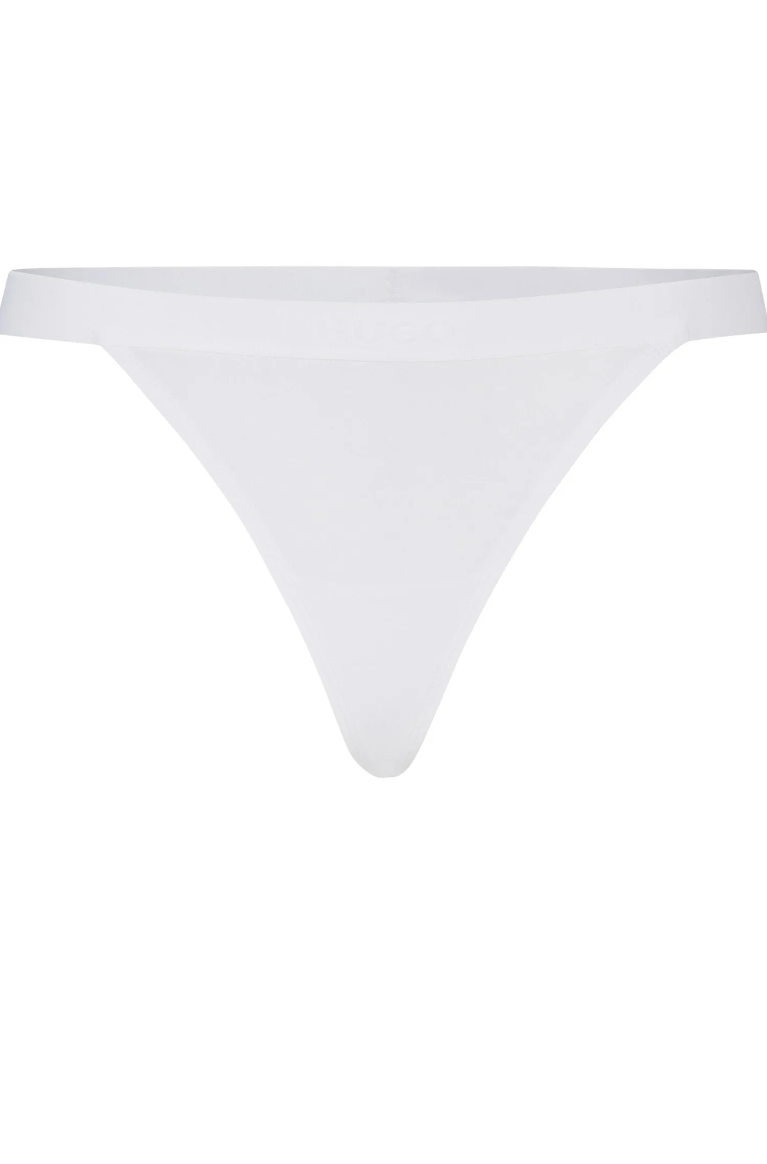 Hugo Boss String Briefs In Stretch Modal With Logo Waistband, white