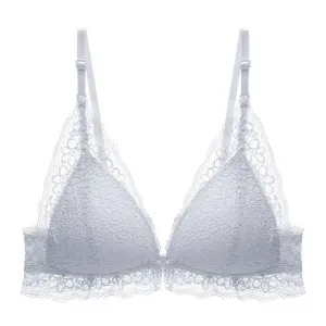 Lace Sexy No Wire Bras Gathering Front Buckle Adjustable Bras