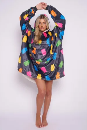 Printed Adult Hoodie - Jelly Bear-Charcoal