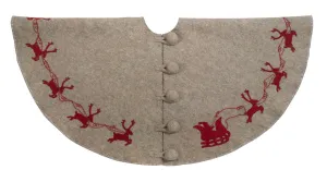 Reindeer tree skirt- grey with red reindeer and cream whip stitch-72"