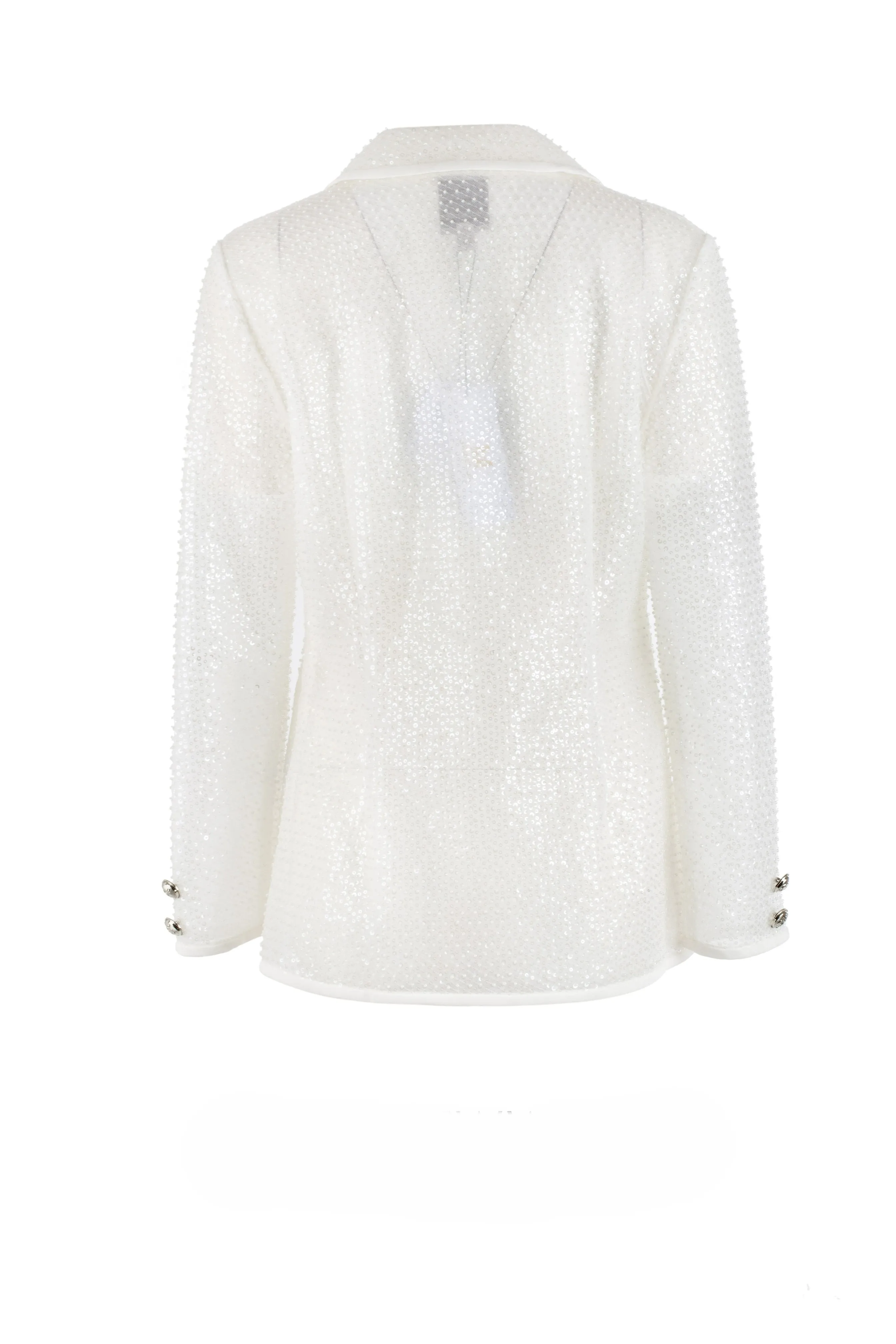 Retro Fashion White Sequin Suit