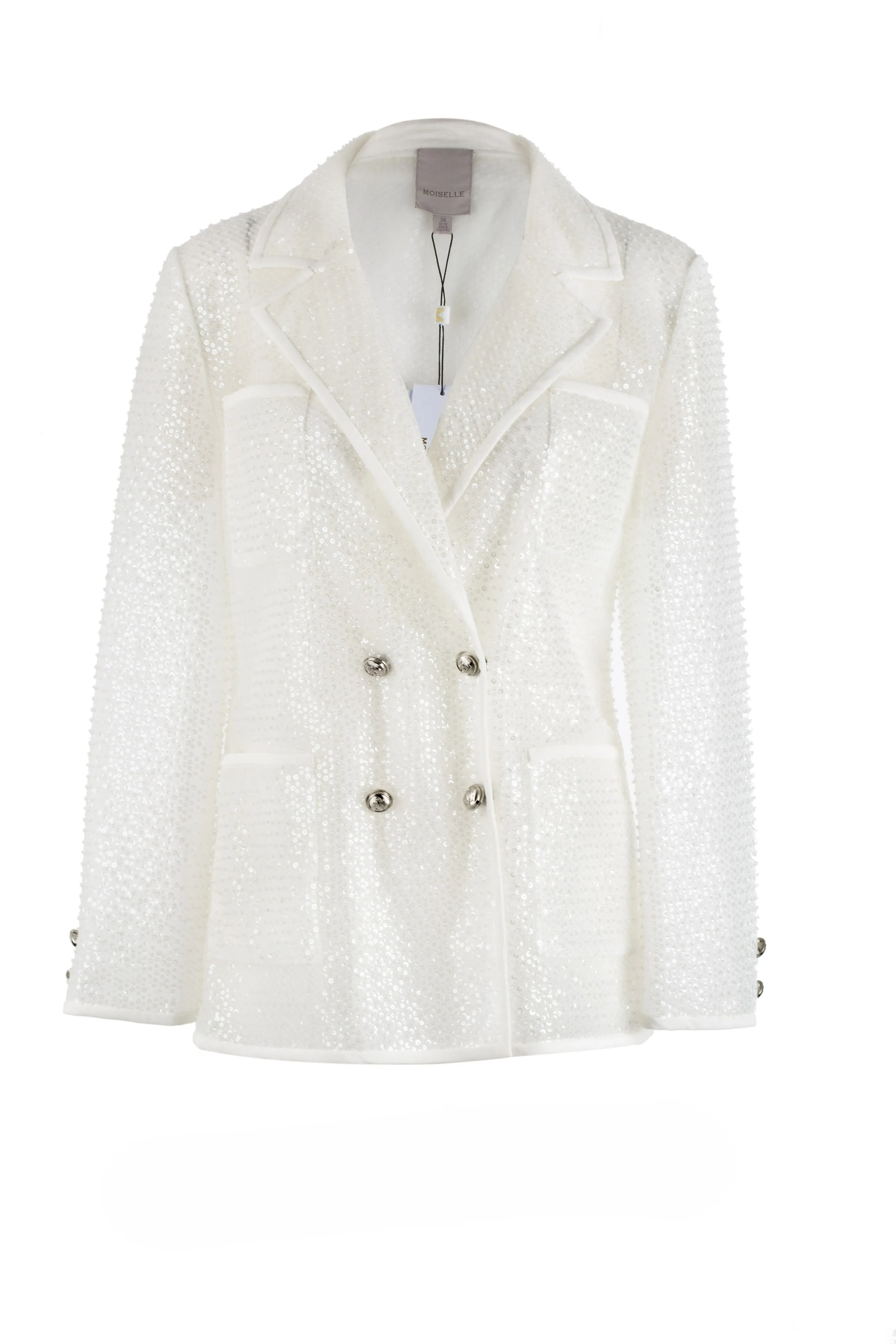 Retro Fashion White Sequin Suit