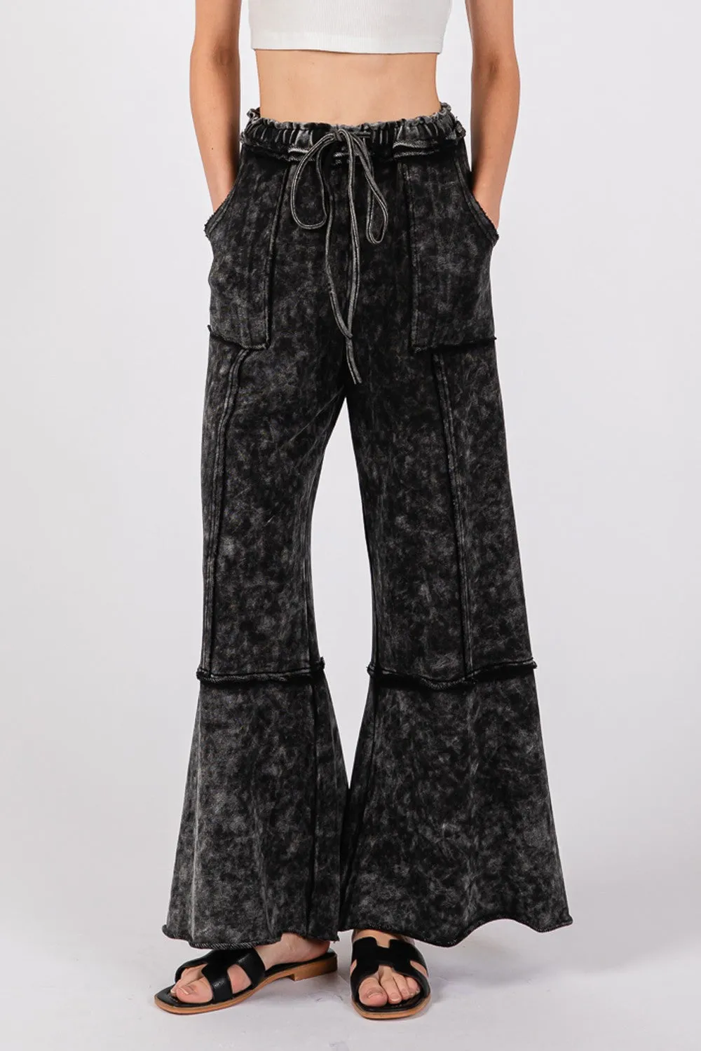 Rhode Mineral Washed Terry Wide Leg Pants - Ash