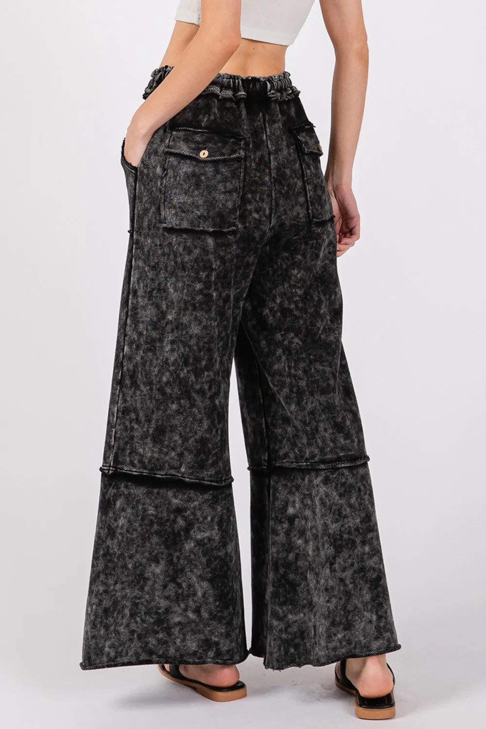 Rhode Mineral Washed Terry Wide Leg Pants - Ash