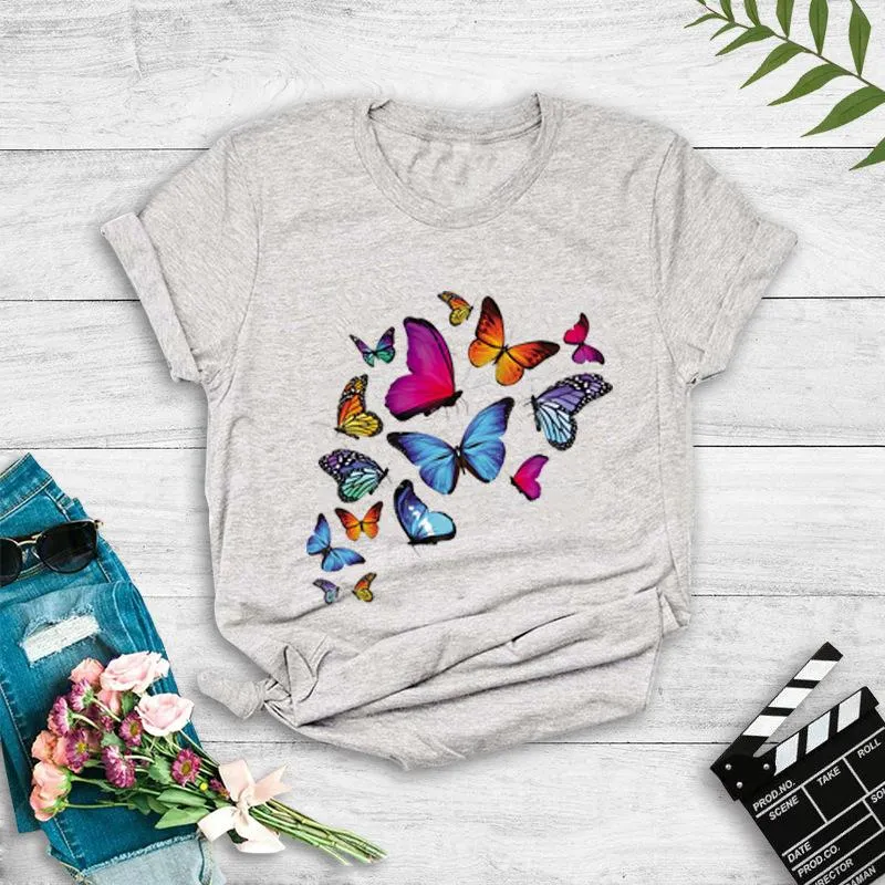 Street color butterfly print T-shirt short-sleeved T-shirt