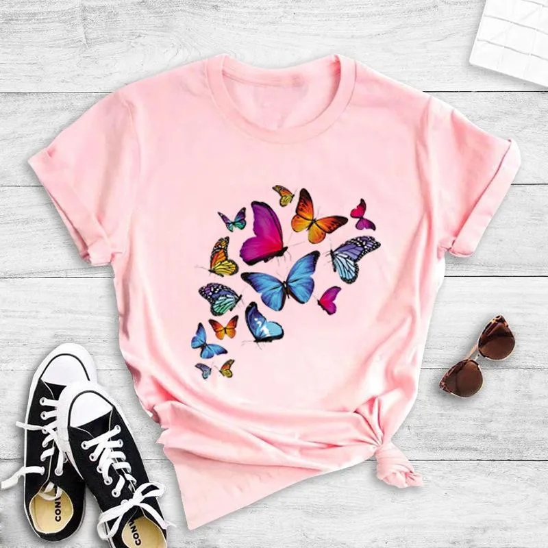 Street color butterfly print T-shirt short-sleeved T-shirt