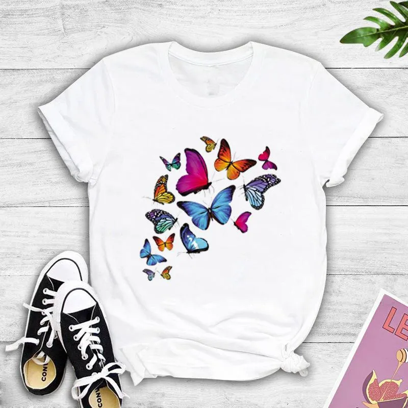 Street color butterfly print T-shirt short-sleeved T-shirt