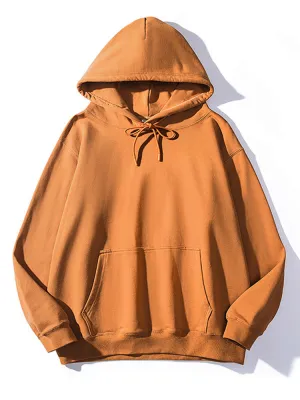 Street Heavyweight Solid Colour Terry Pullover Loose Fitting Hoodie