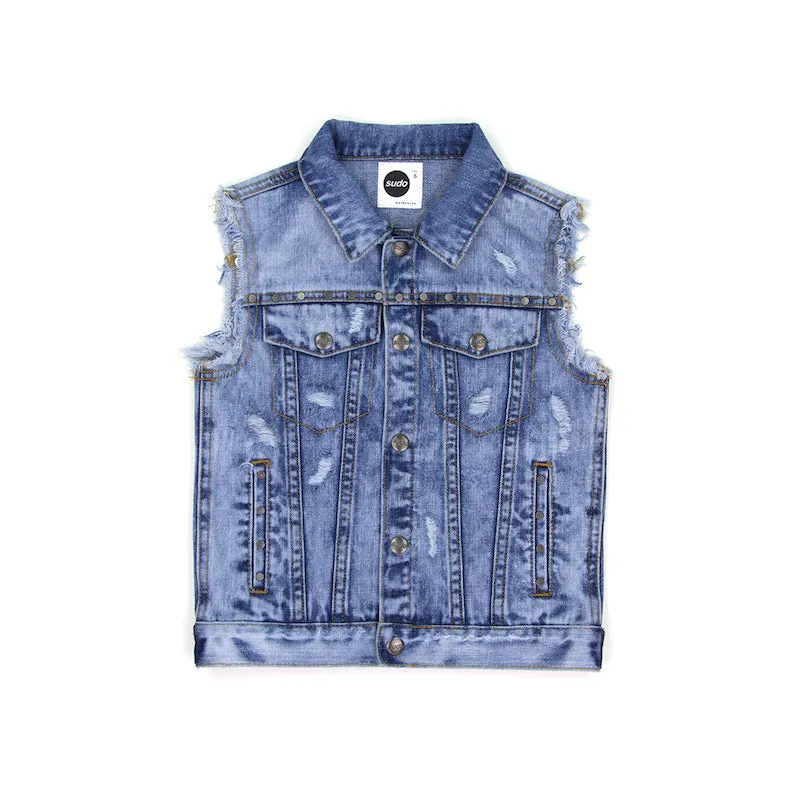 Sudo Memphis Denim Vest Blue