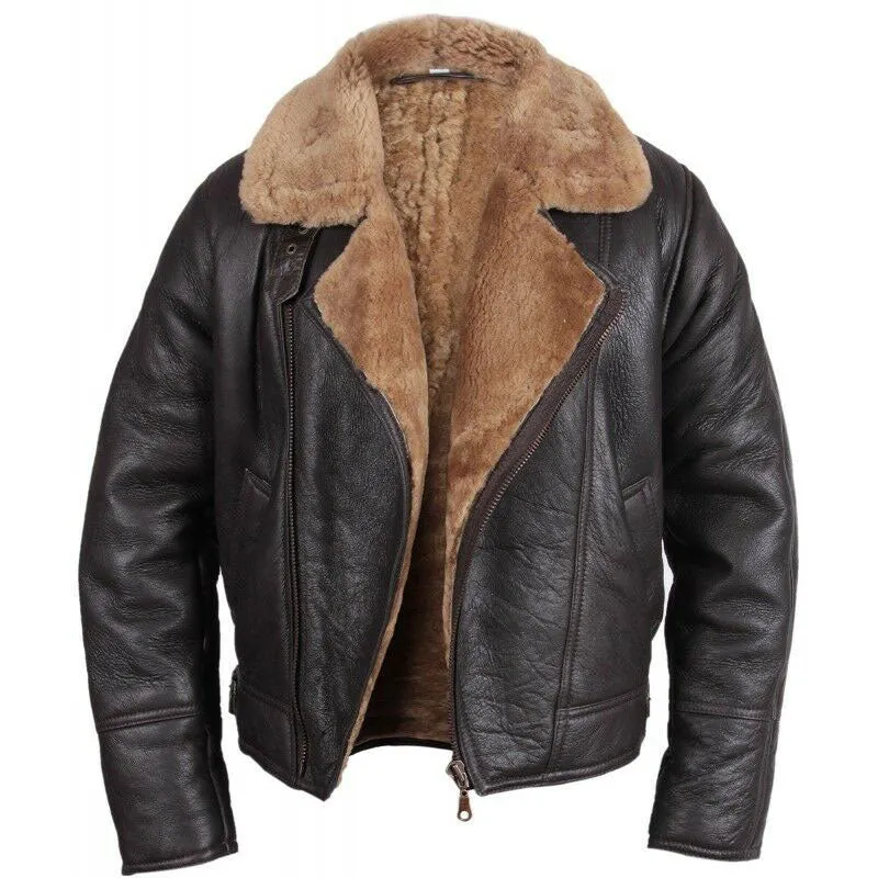 Tailor Made Men's Black Sheepskin Leather Jacket B3 Fashion Coat Stylish Jackets