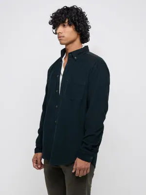 WES Casuals Dark Green Relaxed-Fit Cotton Shirt