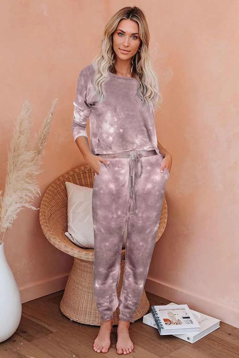 Women's home wear one piece  tie dye printing one-piece pajamas