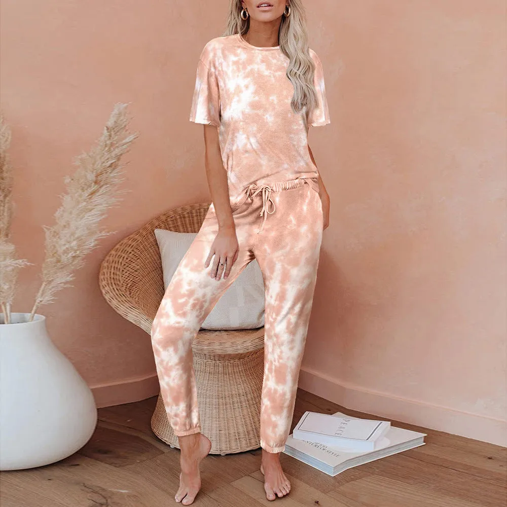 Women's home wear one piece  tie dye printing one-piece pajamas