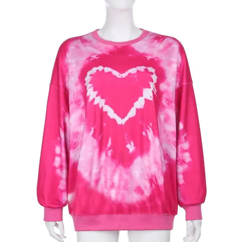 Women's Tie-Dye Loose Long Sleeve Tops Fashion Hoodies