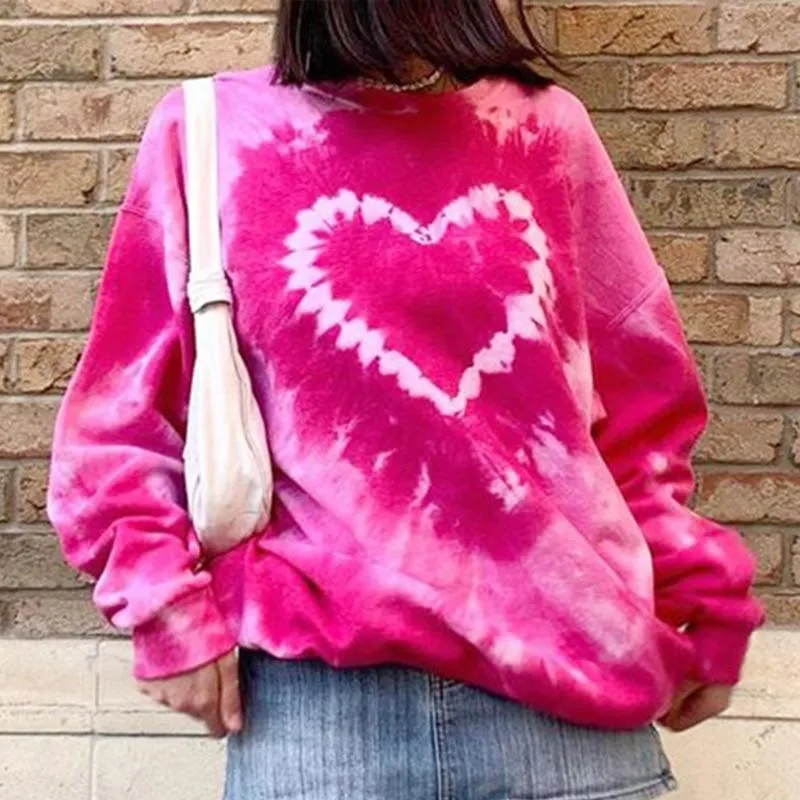 Women's Tie-Dye Loose Long Sleeve Tops Fashion Hoodies