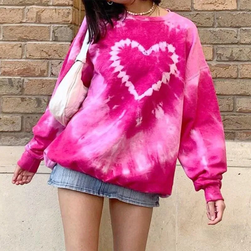 Women's Tie-Dye Loose Long Sleeve Tops Fashion Hoodies