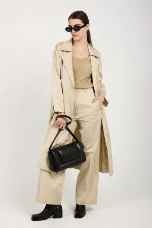 Woven Trench Coat in Beige